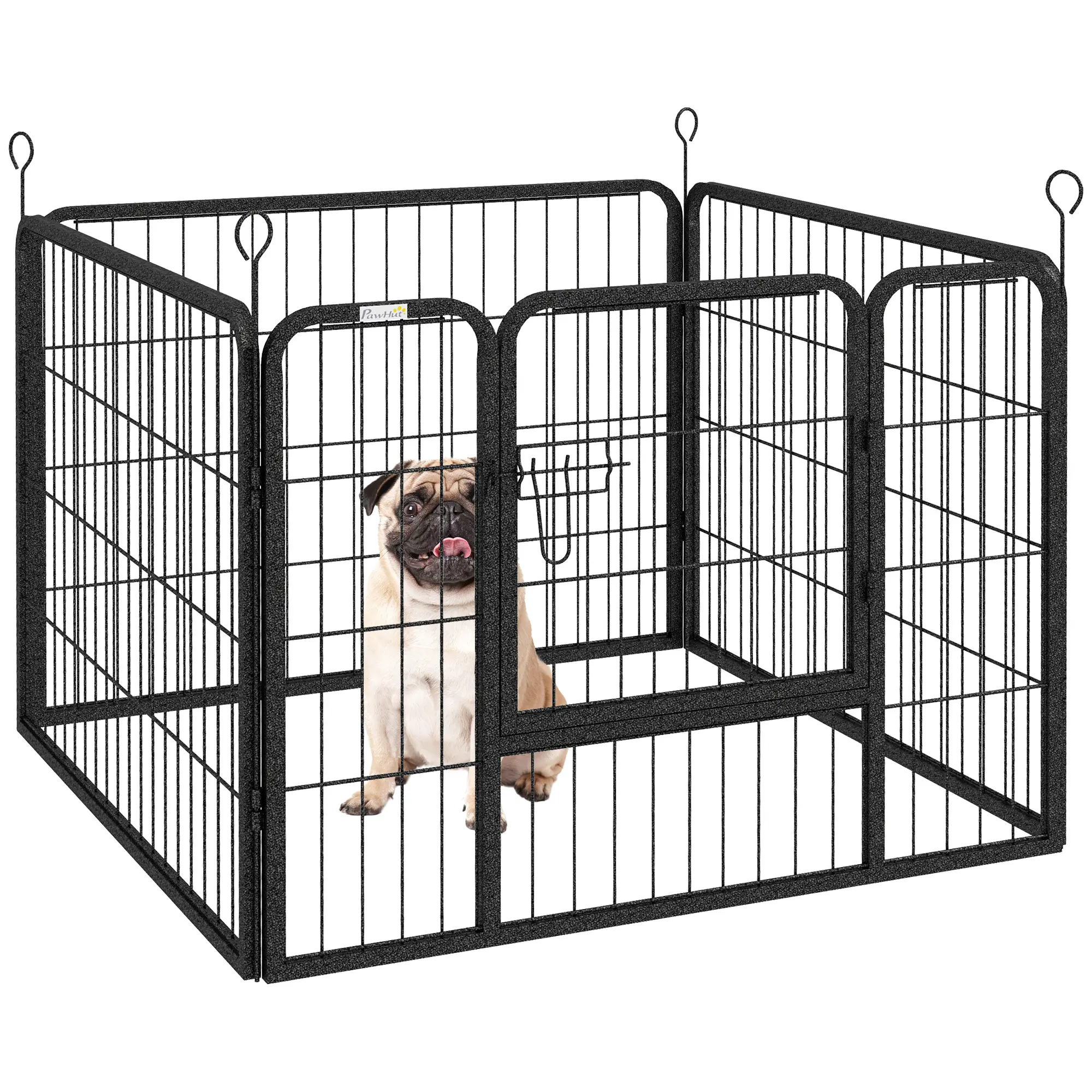 PawHut Heavy Duty 4 Panel Pet Playpen Folding Metal Dog Crate Kennel 82 x 82 x 60 cm