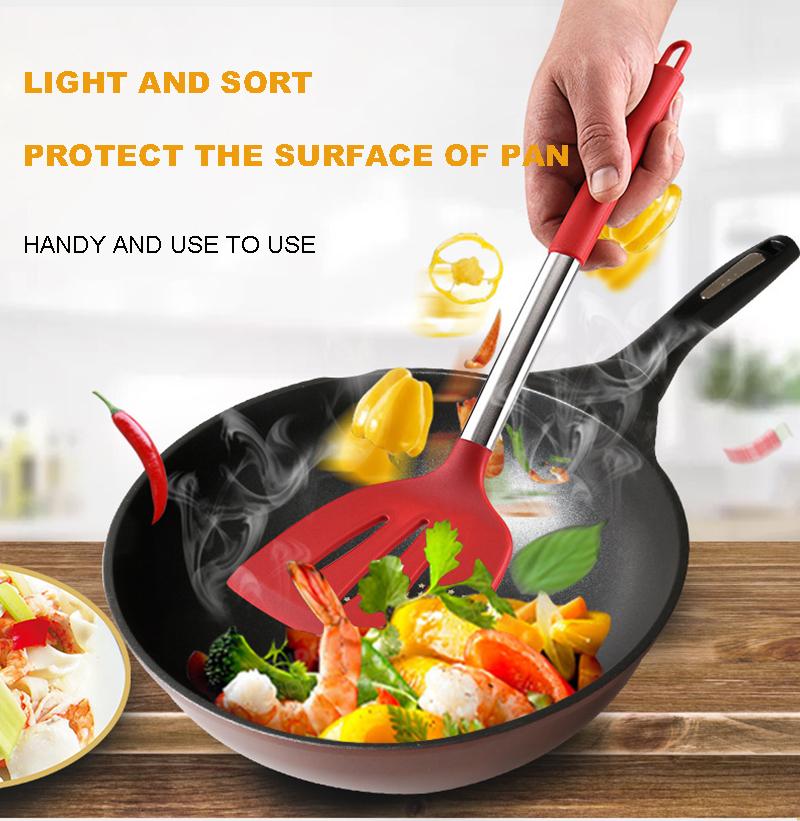 Product Introduction of 1Pc Silicone  Kitchen Utensils  Turner For Kitchen Cooking Tools Ladle Non-stick Cookware Stainless Steel  Kitchen Accessories 5