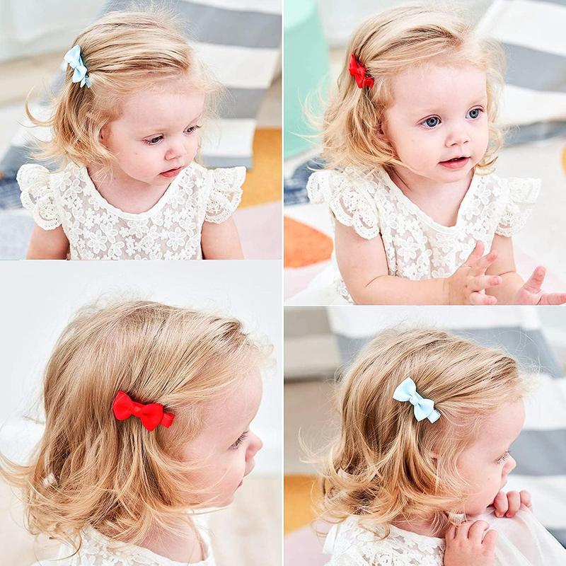 Product Introduction of 50 Pcs Baby Hair Bows with Full Ribbon Covered Baby Care Clips Craft 2 Inch Small Hair Clips for Baby Fine Hair 3