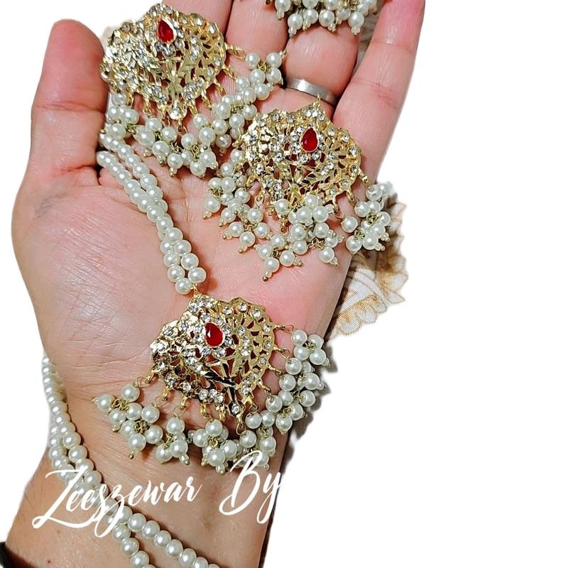 haydrabadi pendant set with white pearl 1