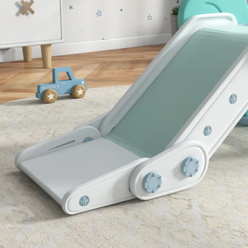 AIYAPLAY Foldable Kids Slide, Freestanding Baby Slide, for Ages 1.5-3 Years, Grey & Green 7