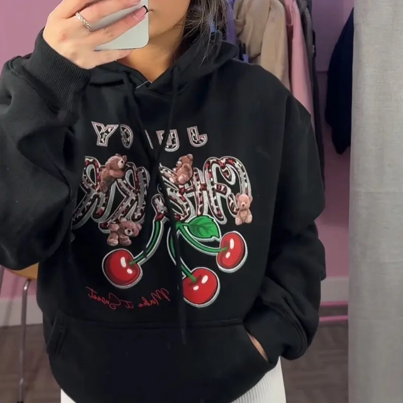 Juicy Cherry Teddy Bear Oversized Hoodie 3
