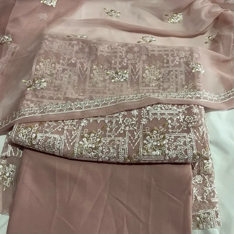 Chiffon 4pc Suite with Beautiful Thread Work for Women's Casual Wear - Womenswear 1