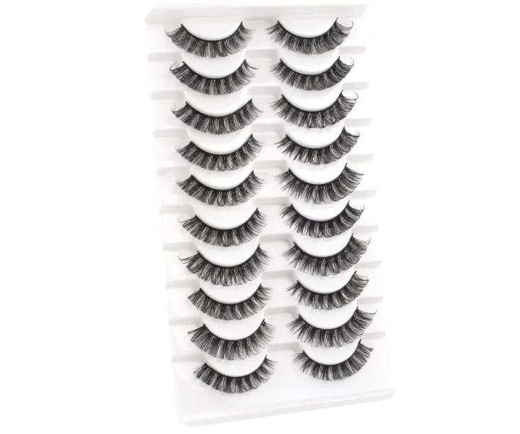 Glowingwin Cat Eyelashes Volume 3D Hybrid Natural Look Fake Russian Strip Lashes 10 Pairs Dramatic Fluffy Handmade Reusable D Curl False Eyelashes 5