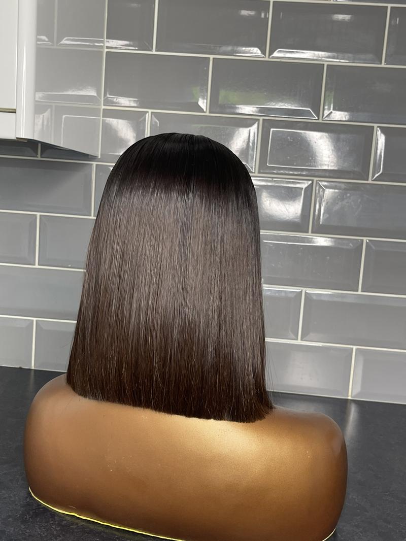 Product Introduction of 10” SDD 2*4 brown ombre bone straight closure wig 5