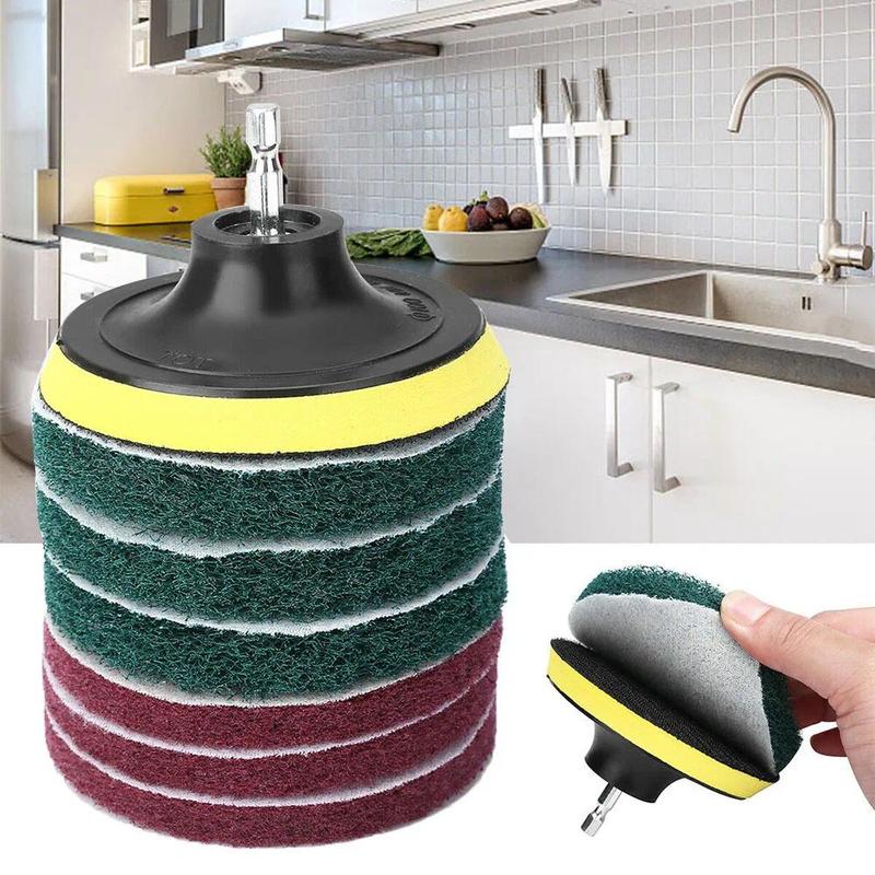 Product Introduction of New 4 Inch Drill Power Brush Tile Scrubber Scouring Pads Cleaning Kit Household Cleaning Tool Bathroom Floor Tub Polishing Pad 27