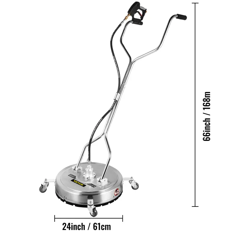 VEVOR  24 Inch Surface Cleaner Pressure Flat Surface Cleaning 4000 PSI Max Working Pressure Flat Surface Cleaner Stainless Steel Rotating Surface Cleaner with Wheels Power Washer Floor Scrubber 7