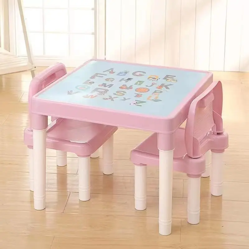 ABC Alphabet Plastic Children's Table and Chair Set for Toddlers and Kids (Blue, Pink) Special Gift for Toddlers 2