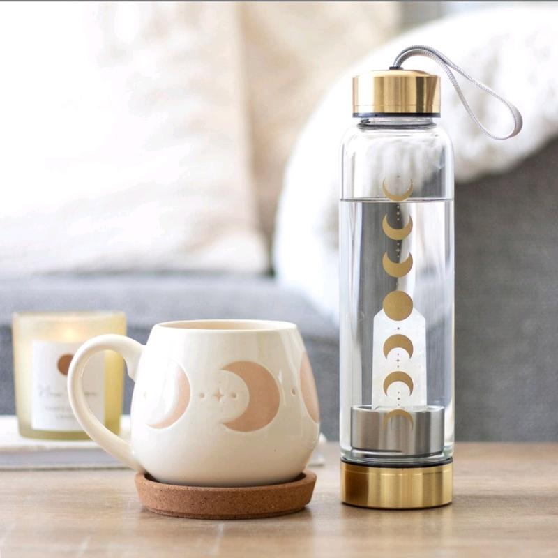 Luna phase clear quartz tower moon glass bottle 3