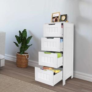 Bathroom Storage Unit Cabinet with 4 Drawer Freestanding Storage Cupboards White