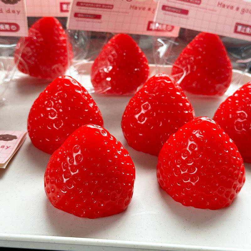 Product Introduction of Big Strawberry Squeeze Taba Squishy Toy Kawaii Red Pink Squishies Fidget Toy Fruits Vegetables Soft Girl Birthday Gift Toy 4