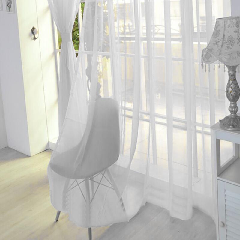 AceHome Sheer Voile Window Curtain Panel Sheer Curtains Net Curtains Privacy Protected Rod Pocket Window Curtains White 6