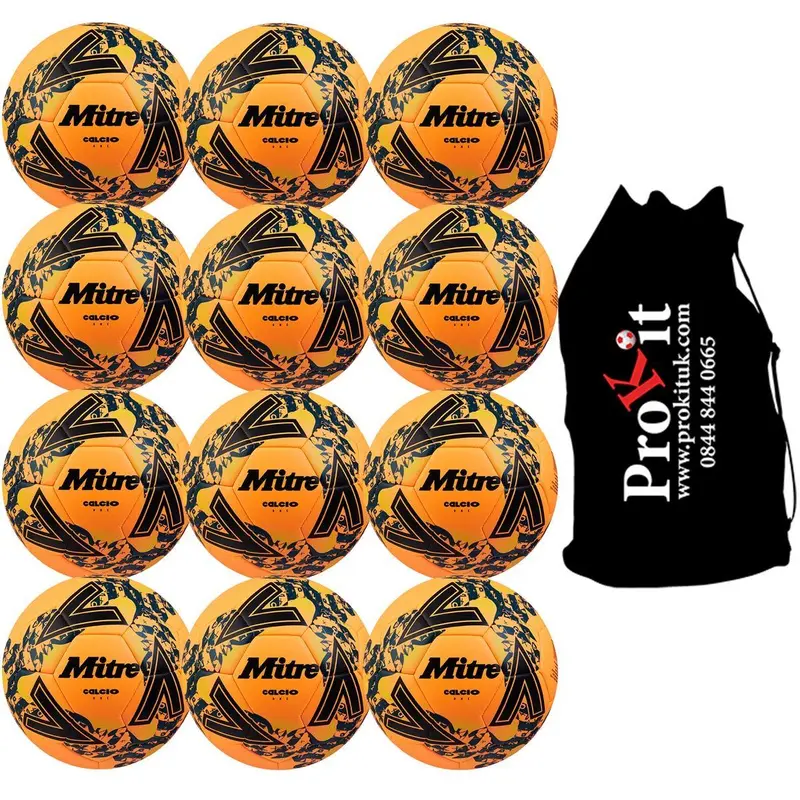 Mitre Calcio One 12 Ball Pack - Fluo Orange/Black/Tidal Teal 3