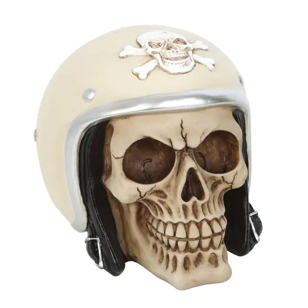 Skull Ornament with Helmet Gothic Figurine Decor