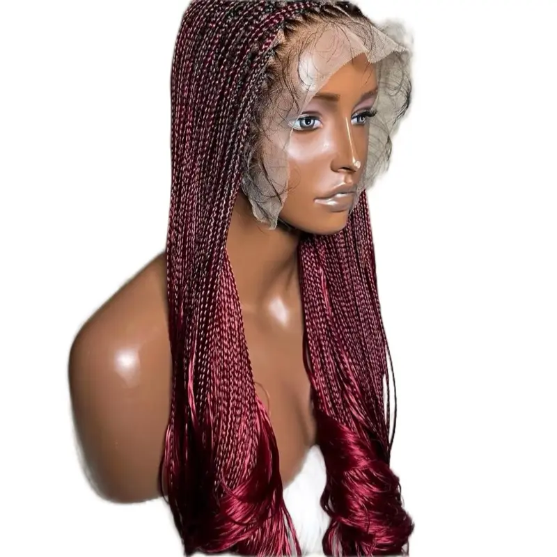 Two Tone Spiral French Curls Braided Wig with Black Root and Wine