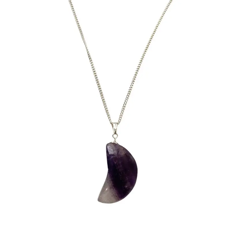 Crescent Shaped Pendant, 4x2cm, Amethyst 1