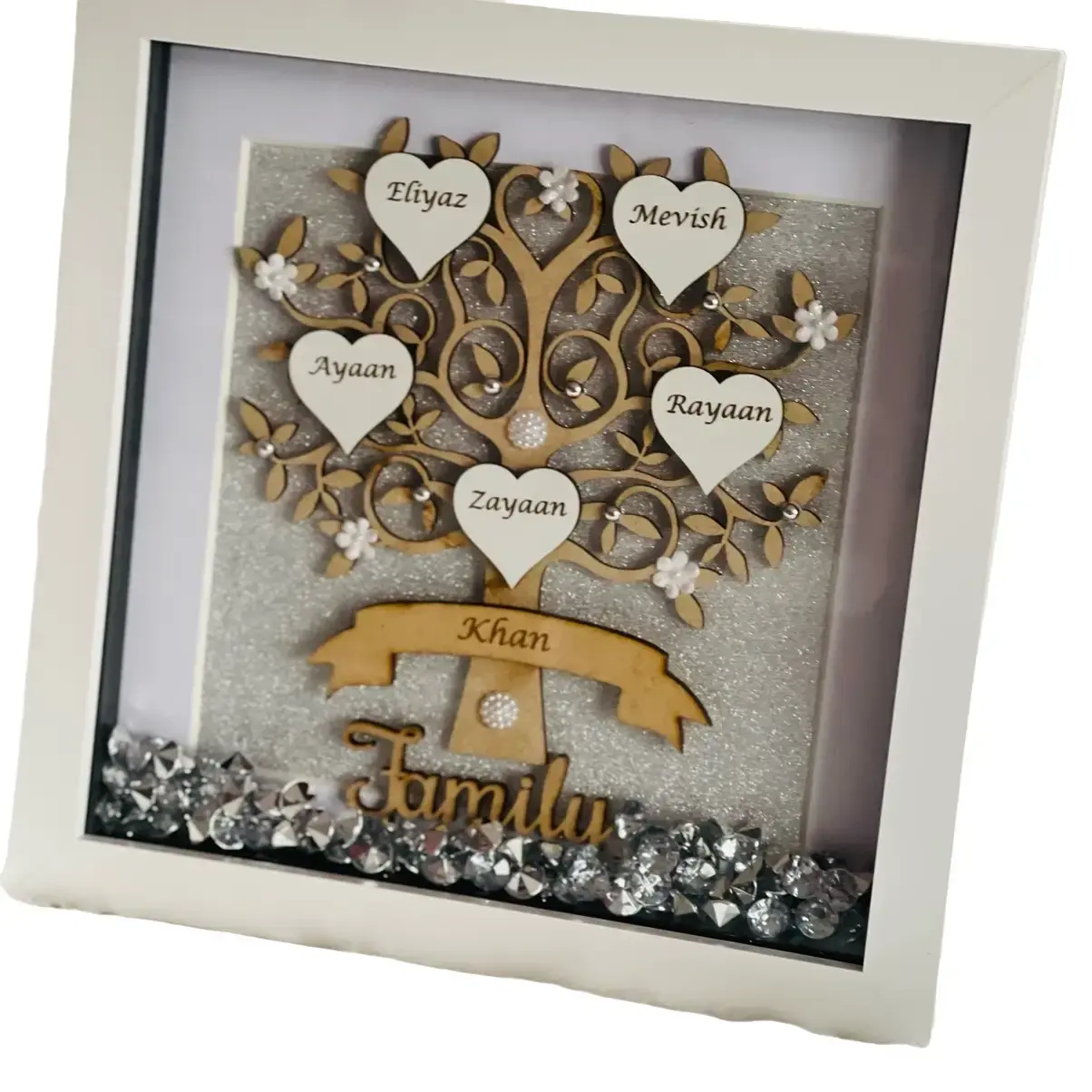 Personalised Family Tree Box Frame - Unique Gift for New Parents and Families, customised Eid gifts for family- Decor, Photo