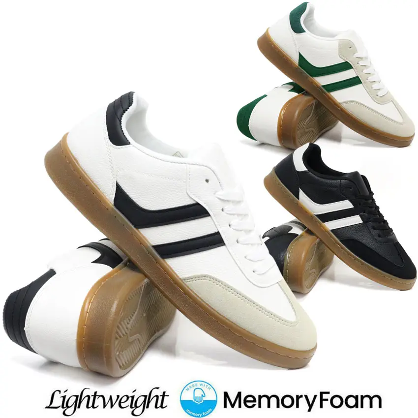 MENS SAMBA MEMORY FOAM TRAINERS BOYS CASUAL JOGGING GYM WALKING RUNNING SPORTS CLASSIC RETRO SHOES Athletic Sneakers Footwear Comfort Walking Lace Up Shoes