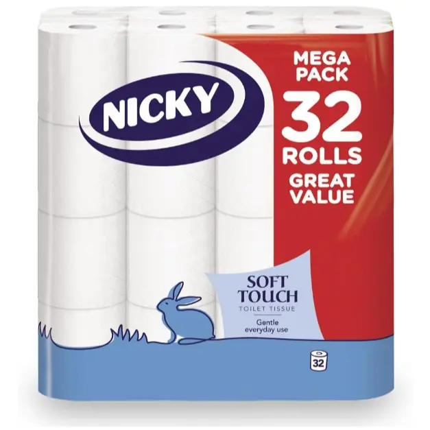 Nicky Soft Touch Toilet Tissue |Extra Value Pack – 32 Rolls of Extra Gentle White Toilet Paper |190 Sheets per Roll| 2-ply | Soft Tissue | Modern Embossing |Easy Opening | 100% FSC Certified Paper Wipes 0