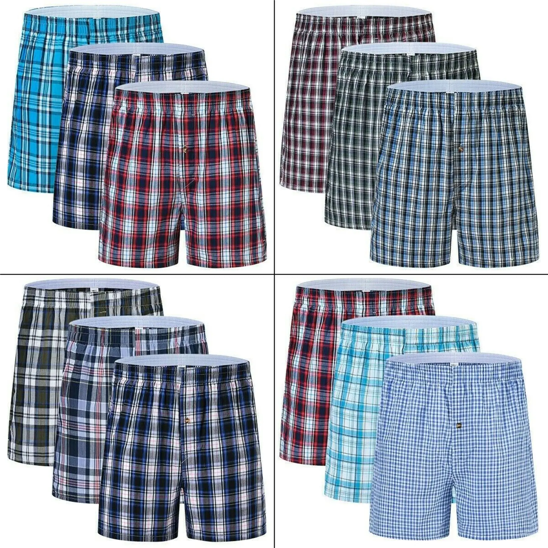 ZAKK Mens Checked Boxers Shorts Woven Multicolour Multipack Underwear Boxers