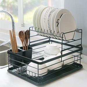 AceHome 2-Tier Dish Drainer Rack Stainless Steel Cutlery Drainer with Drain Plate for Kitchen Organizer