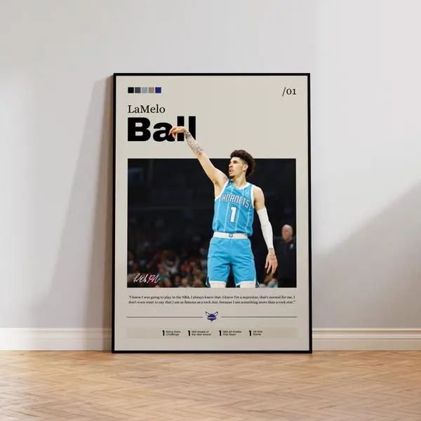 LaMelo Ball Basketball Poster, NBA Star Art Print, Sports Wall Decor, Basketball Fan Gift, LaMelo Ball Home Decor, Unique Sports Art #1360