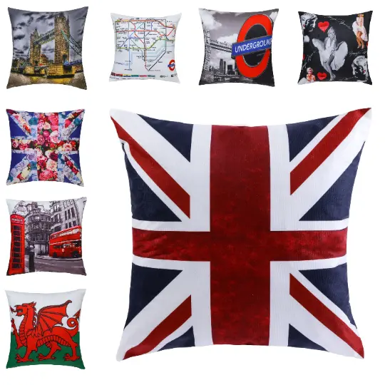 Set of 2 - 18x18" 45x45cm Soft Iconic, London, Landmark, City Cushions Pillows 0