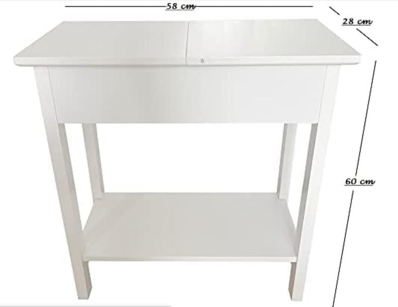Wooden Narrow Flip Top Sofa Bed Side End Table Night Stand With Storage Shelf White 4