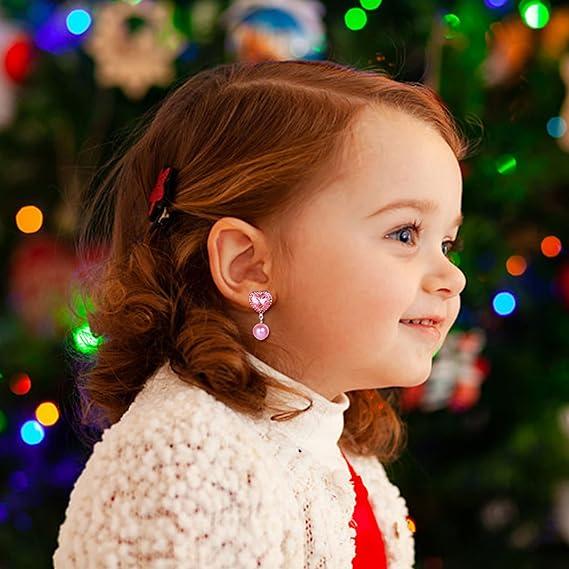 20-30 Pairs Kids Clip On Earrings for Girls Toddler No Pierced Princess Play Earrings Dress Up Jewelry Set Cute Bling Mermaid Butterfly Rainbow Flower Heart Clips Birthday Christmas Gifts 1