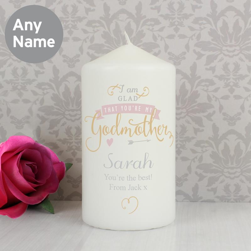 Personalised I Am Glad... Godmother Pillar Candle 2