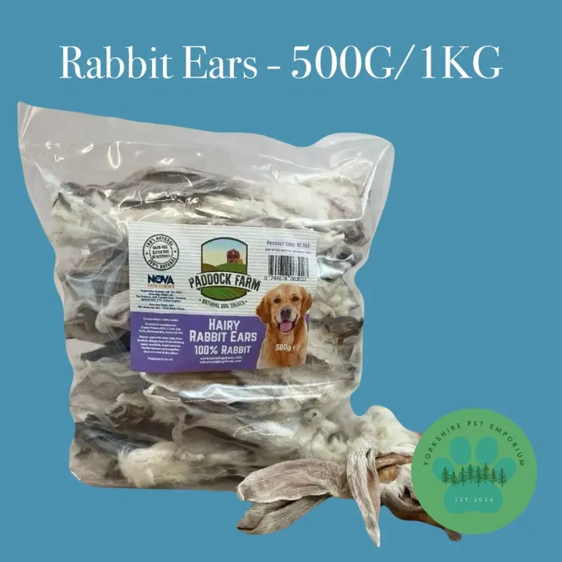 Hairy Rabbit Ears for Dogs - 500G/1KG Pack Sizes Available - Hypoallergenic - All-Natural Snack