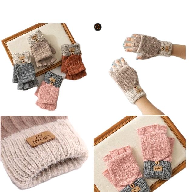 Women Mittens Gloves, Hand Warmers, Half Finger Gloves With Flip Cover for Autumn, Winter Cold Temperatures 5