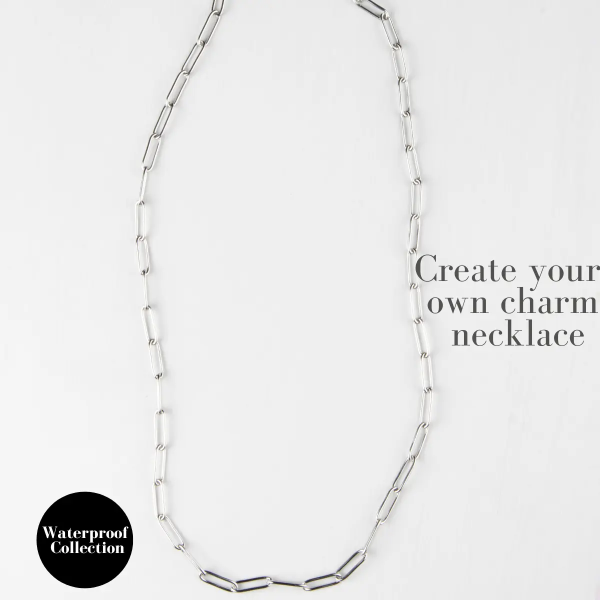 Create Your Own Waterproof Paperlink Charm Necklace - Silver/Stainless Steel