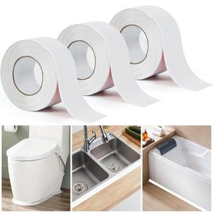 Bath Sealant Strip,11ft Self Adhesive Caulk Strip Sealant Tape for Kitchen, Bathroom, Toilet, Wall Corner with Sealing Tool - White