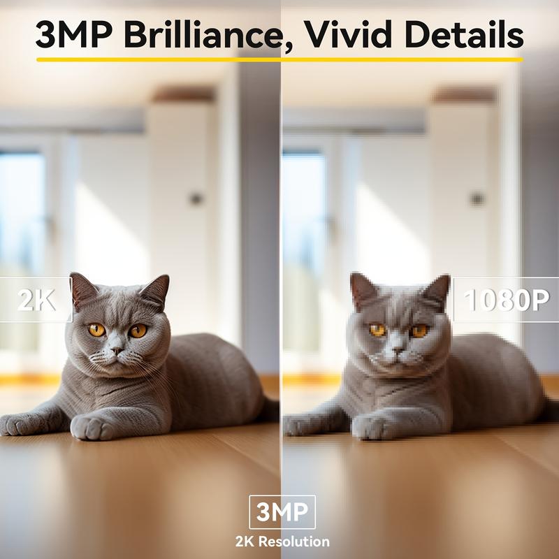 2PCS BoyKeep 5g/2.4ghz WiFi Smart Camera, 2K High-definition Indoor Safety Monitor, Special Safety Camera For Babies And Pets, 360° Panoramic Surveillance Video, Night Vision, Two-way Calls, Memory Card And Cloud Storage, K30 6