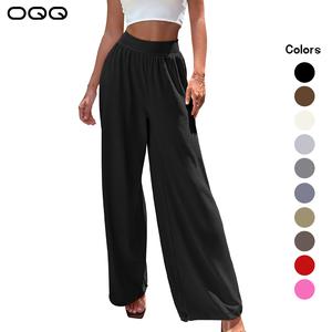OQQ Women's Wideleg Pants High Waist Casual Comfort Trouser Lounge Minimalist Basic Travel Streetwear Vacation Loose Pants