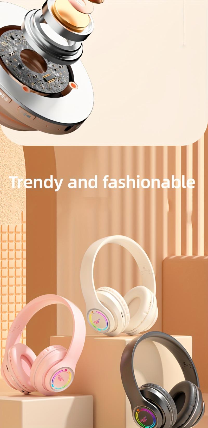 Product Introduction of Glowing Wireless Headphones with Multi-Color LED Lights, Comfortable And Foldable Design, Suitable for Tablets, Pcs, Tvs, And Phones. A Popular Choice for Birthday Travel Gifts, These Over-Ear Wireless Headphones Are Perfect for Any Occasion. 3