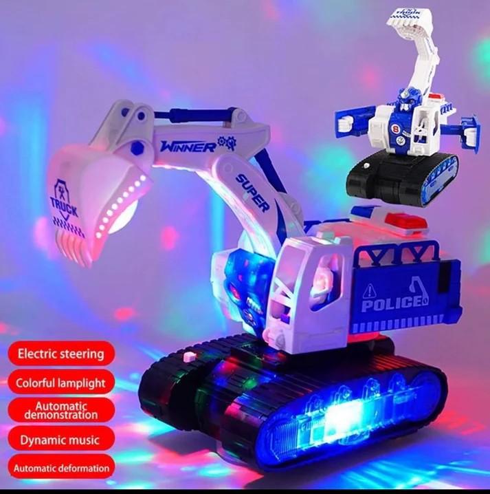Kids Toys Swing deformation excavator Devastator Led Light & Music Toys For Kids 2