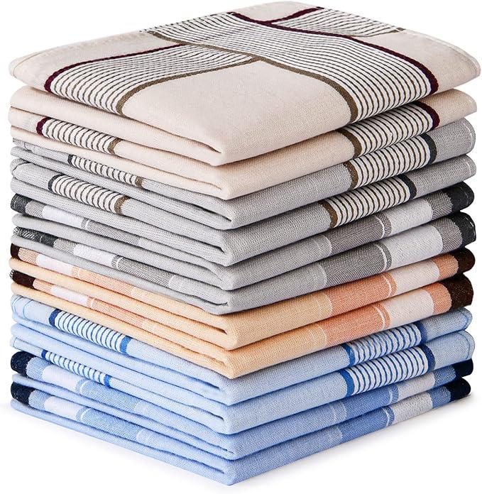 Men's Handkerchiefs, 12 Pack Large Cotton Gents Hankies Set, Mens Premium Handkerchiefs Pocket Square Hankies for Men and Women, Classic Hankie for Grooms, Weddings, Prom, Celebration, Party 4