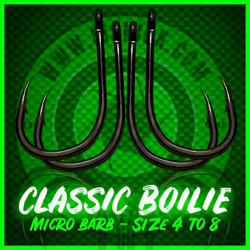 Wide Gape Classic Boilie Style Carp Hooks.Micro Barbed 4