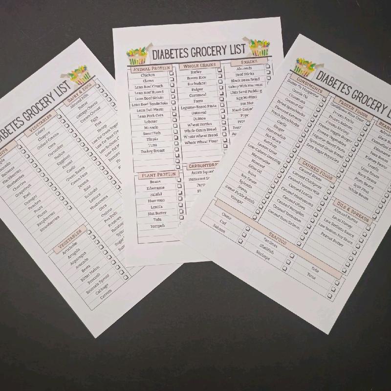 Diabetes Meal Plan, Food Chart, Grocery list, BM Blood Sugar log, Diabetic food list, Meal Planner, Diabetic Diet 3
