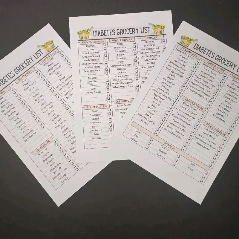 Diabetes Meal Plan, Food Chart, Grocery list, BM Blood Sugar log, Diabetic food list, Meal Planner, Diabetic Diet 3