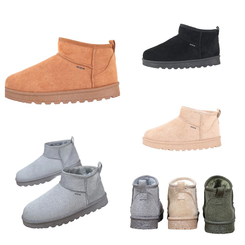 wiow Women's Warm Winter Solid Matching Platform Snow Boots Thick Soles Fashion Casual Female Round Toe Cashmere Warm Lining for Dayliy Shoes Girl Footwear Walking Shoes Comfort Bathroom Arch Autumn 2
