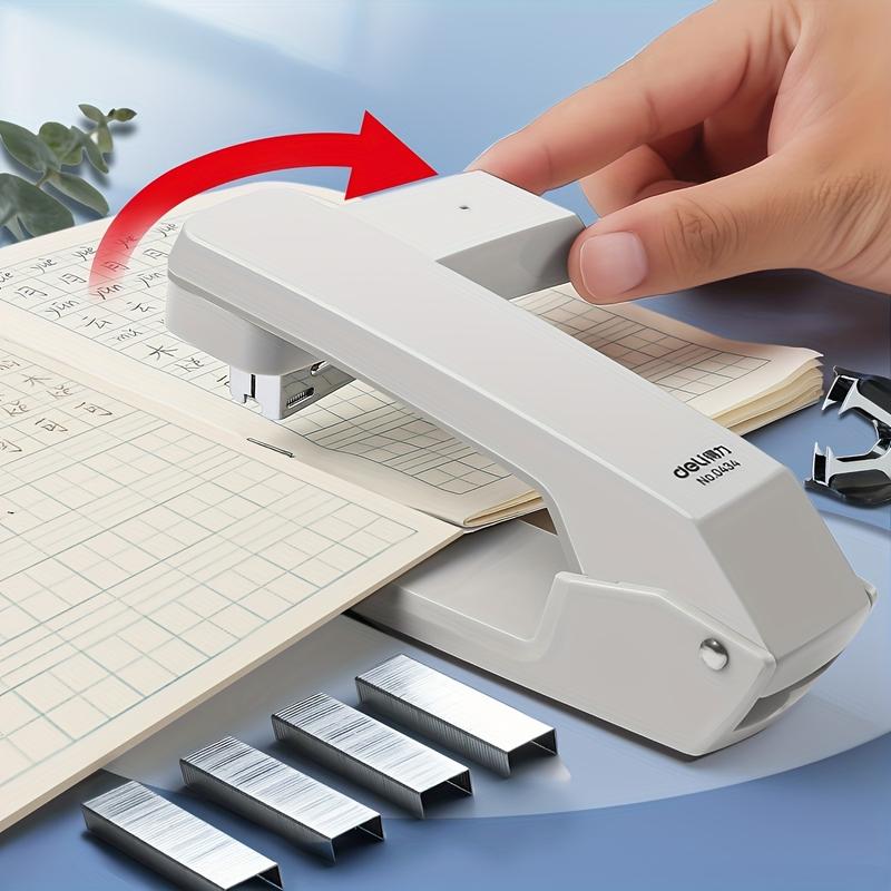 Product Introduction of 360-Degree Rotating Desktop Stapler, Manual Operation, Multifunctional Business Office Supplies, White, Can Staple Up to 25 Sheets at Once 1
