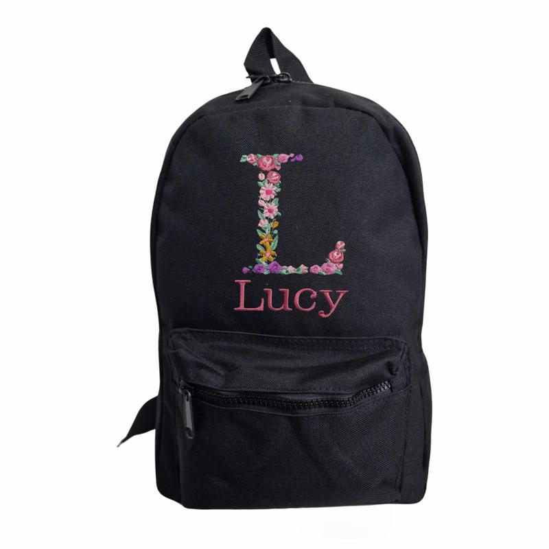 Embroidered Personalised  KIDS Backpack  Nursery, Initial and Name Floral Monogrammed Children Rucksack • Fast Delivery. Best gift 4