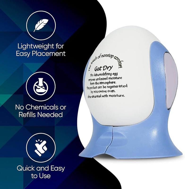 Portable Dehumidifying Egg Dehumidifier - Absorbs Moisture Air Damp - Reusable 2