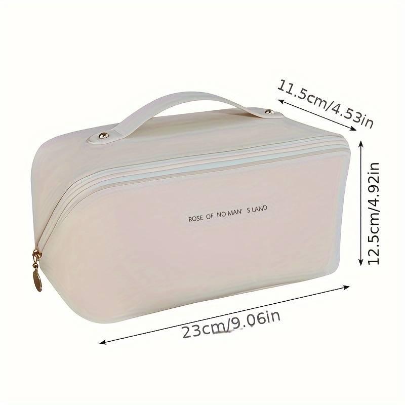 (Next Day Delivery) Women's Travel Makeup Bag – Large Capacity Cosmetic Travel Bag with Divider and Handle – Waterproof PU Leather Toiletry Organizer 9