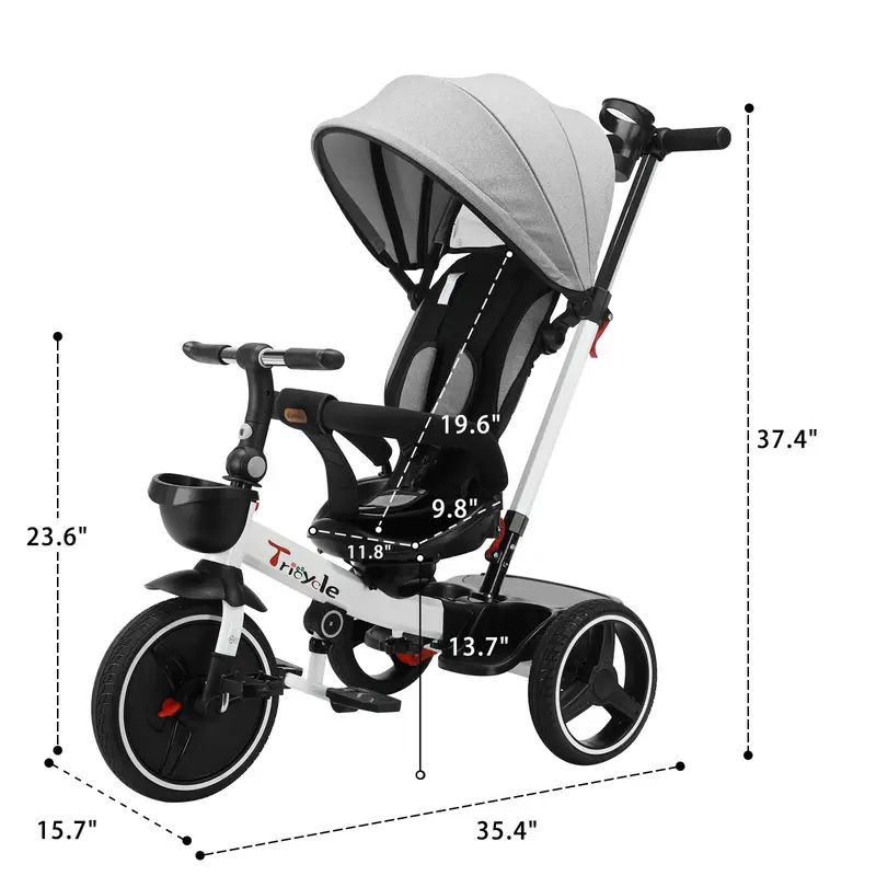 Ubravoo Baby Stroller Tricycle Ride Bike , 360 Degree Rotation Sitting & Lying,Celerity Disassembly & Assembly,1-5 Years 3