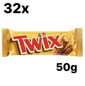 32 x 50g Twix Bars – Crunchy Biscuit, Caramel & Milk Chocolate – Snack Dessert Bonbon Cooky
