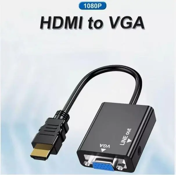 AKORD PC HDMI to VGA SVGA RGB Video with Audio Cable Lead Converter Adapter - High Quality Accessories Port